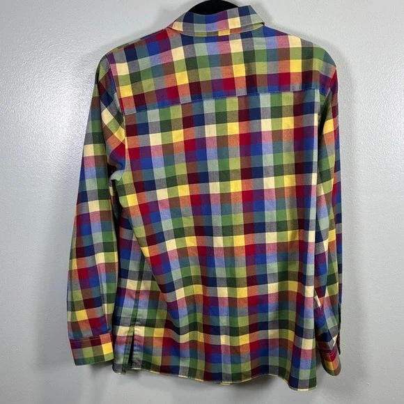 Foxcroft Rainbow Plaid Button Down Shirt Womens 10 Multicolor Wrinkle Free Top - Picture 7 of 8